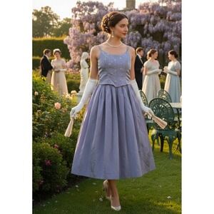 Vintage Gunne Sax Jessica McClintock Dress L‎ 9/10 Purple Whimsical Fairy